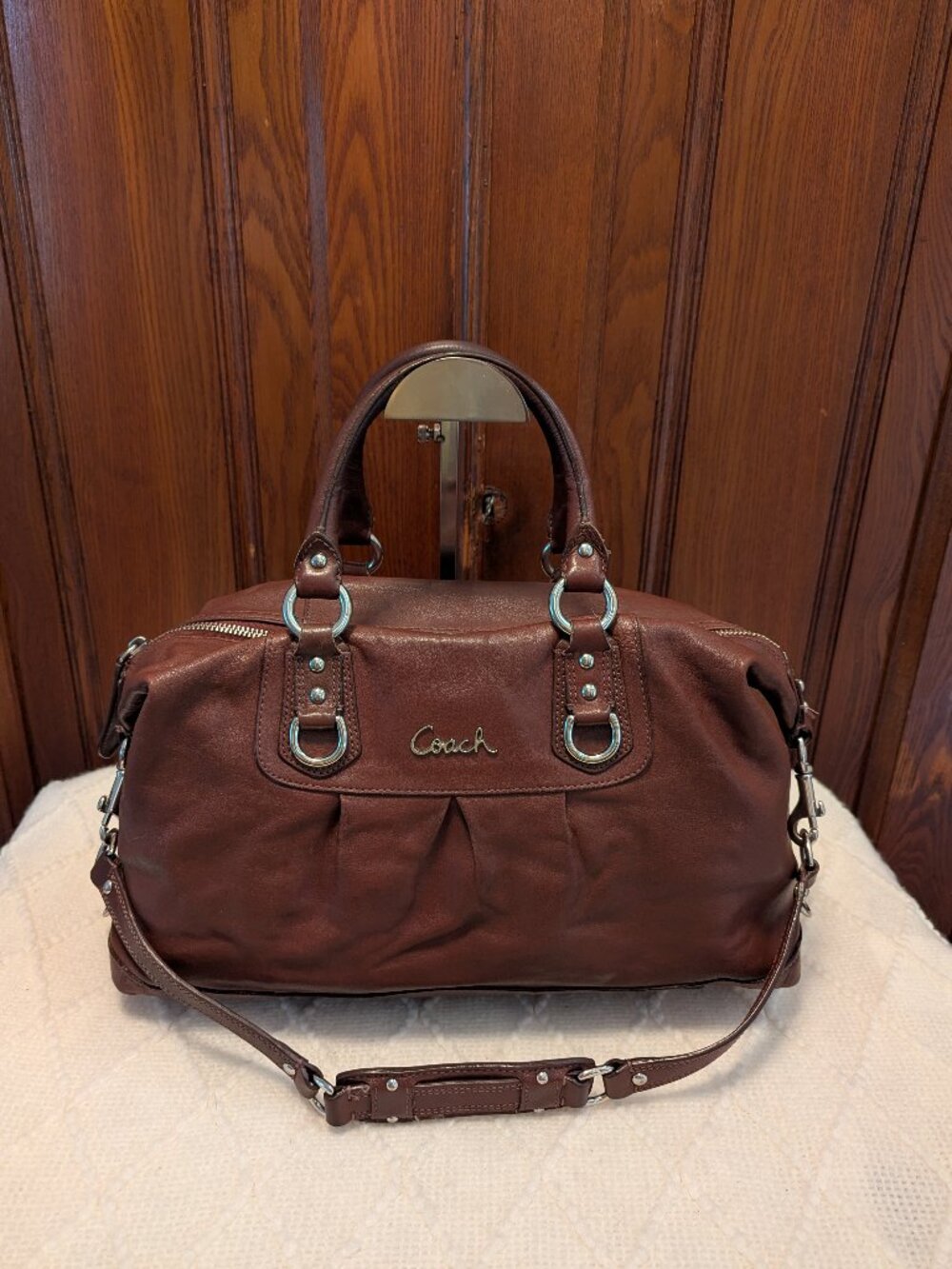 Coach Ashley Brown Leather Satchel Handbag Women’s Purse #F15447 Vintage
